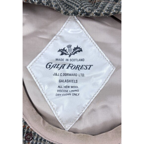 Gala Forest Cap Hat Green Tan Houndstooth Mens 7" Wool Scotland - Picture 5 of 6